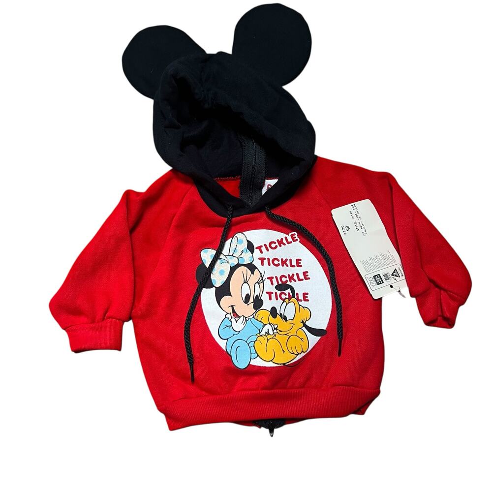 Vintage Disney Babies Minnie Mouse and Pluto hoodie mickey ears sweatshirt NB